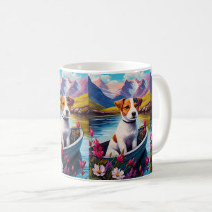 Jack Russell op een peddel: Een landschapsavontuur Koffiemok