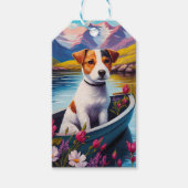 Jack Russell op een peddel: Een Schilderachtig avo Cadeaulabel (Voorkant)