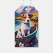 Jack Russell op een peddel: Een Schilderachtig avo Cadeaulabel (Achterkant)