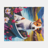 Jack Russell op een peddel: Een Schilderachtig avo Fleece Deken (Voorkant (Horizontaal))