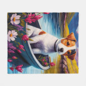 Jack Russell op een peddel: Een Schilderachtig avo Fleece Deken (Voorkant (Horizontaal))