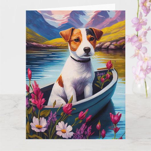 Jack Russell op een peddel: Een Schilderachtig avo Kaart (Orchidee)