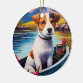 Jack Russell op een peddel: Een Schilderachtig avo Keramisch Ornament (Links)