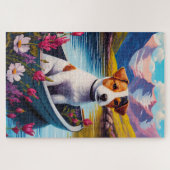Jack Russell op een peddel: Een Schilderachtig avo Legpuzzel (Horizontaal)