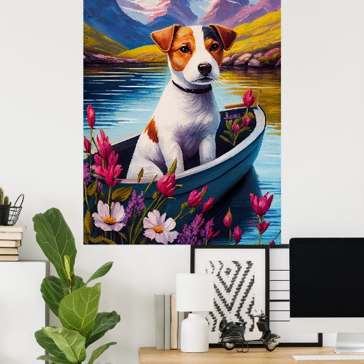 Jack Russell op een peddel: Een Schilderachtig avo Poster (Thuiskantoor)