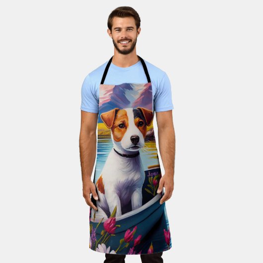 Jack Russell op een peddel: Een Schilderachtig avo Schort (Gedragen)