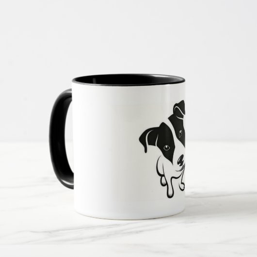 Jack Russell over de koffie-Mok Mok (Voorkant links)