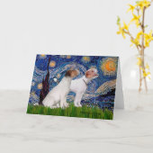Jack Russell Pair 4 - Sterrennacht Kaart (Gele Bloem)