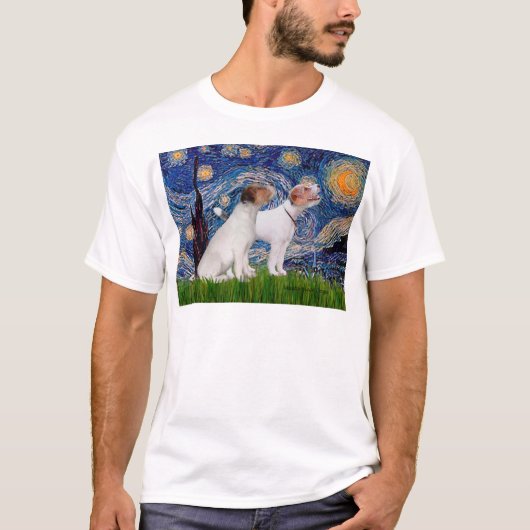 Jack Russell Pair 4 - Sterrennacht T-shirt (Voorkant)