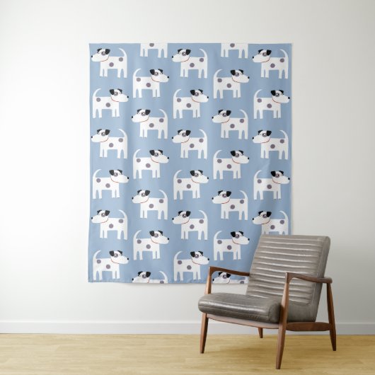 Jack Russell Parson Terrier Dog Pattern Wandkleed (In situ)