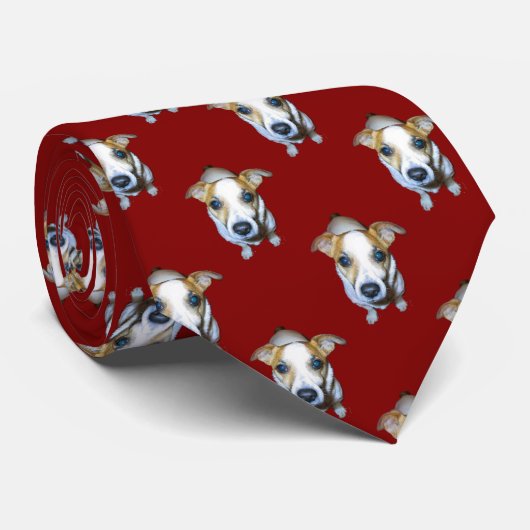 Jack Russell Pattern Stropdas (Opgerold)