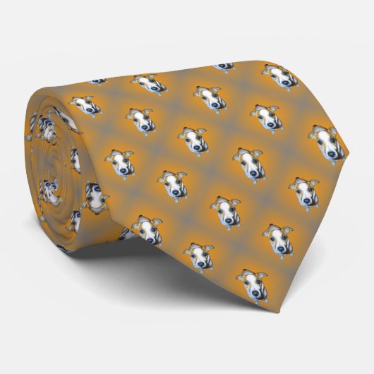 Jack Russell Pattern Stropdassen. Stropdas (Opgerold)