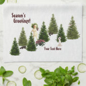 Jack Russell Pink Poinsettias Kitchen Towel Theedoek (Gevouwen)