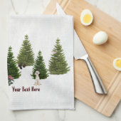 Jack Russell Pink Poinsettias Kitchen Towel Theedoek (Quarter Fold)