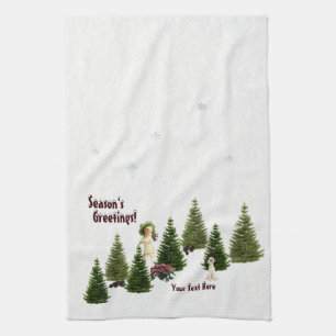 Jack Russell Pink Poinsettias Kitchen Towel Theedoek