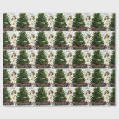 Jack Russell Pink Poinsettias Tile Gift Wrap Cadeaupapier (Vlak)