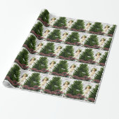 Jack Russell Pink Poinsettias Tile Gift Wrap Cadeaupapier (Uitgerold)