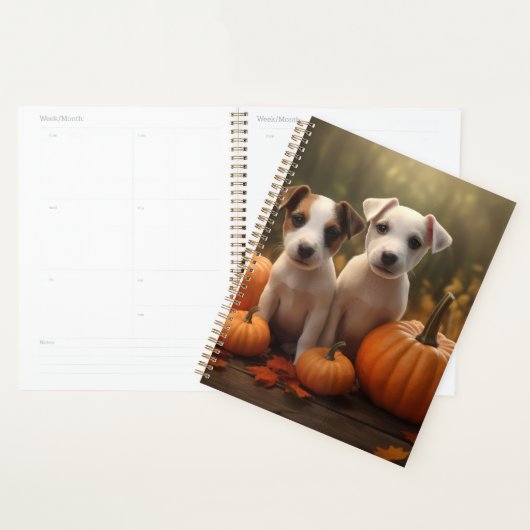 Jack Russell Pup Autumn Delight Pumpkin Planner (Display)