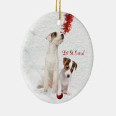 Jack Russell Puppies laten het sneeuwornament Keramisch Ornament (Rechts)