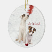 Jack Russell Puppies laten het sneeuwornament Keramisch Ornament (Links)