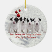 Jack Russell Puppies laten het sneeuwornament Keramisch Ornament (Achterkant)