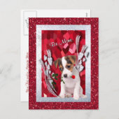 Jack Russell Puppy Be Mine Valentijn Briefkaart (Voorkant / Achterkant)