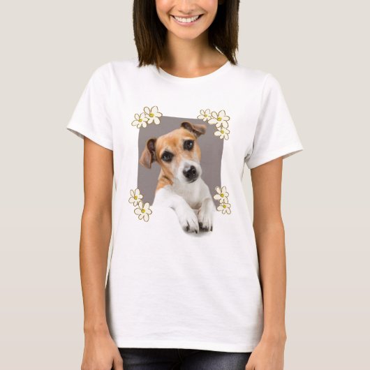 Jack Russell Puppy Floral Cute Schattig T-shirt (Voorkant)