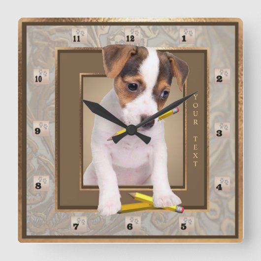 Jack Russell Puppy Gold Wall klok (Voorkant)