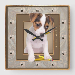 Jack Russell Puppy  Gold Wall klok