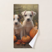 Jack Russell Puppy Herfst Delight Pompoen Bad Handdoek (Handdoek)