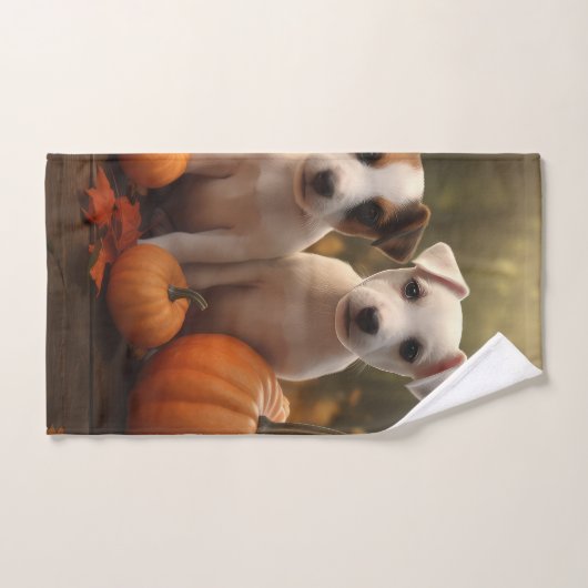 Jack Russell Puppy Herfst Delight Pompoen Bad Handdoek (Handdoek)
