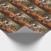 Jack Russell Puppy Herfst Delight Pompoen Cadeaupapier (Hoek)