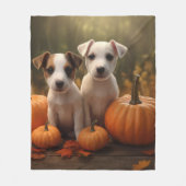 Jack Russell Puppy Herfst Delight Pompoen Fleece Deken (Voorkant)