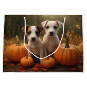 Jack Russell Puppy Herfst Delight Pompoen Groot Cadeauzakje (Voorkant)