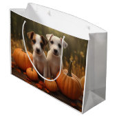 Jack Russell Puppy Herfst Delight Pompoen Groot Cadeauzakje (Achterkant Gekanteld)