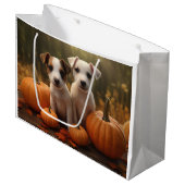 Jack Russell Puppy Herfst Delight Pompoen Groot Cadeauzakje (Voorkant Gekanteld)