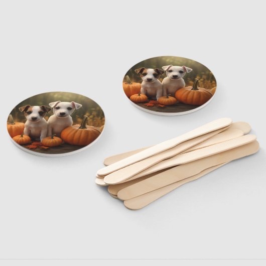 Jack Russell Puppy Herfst Delight Pompoen Handwaaier (Niet-gemonteerd)