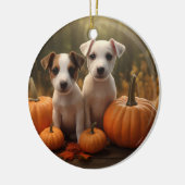 Jack Russell Puppy Herfst Delight Pompoen Keramisch Ornament (Links)