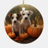 Jack Russell Puppy Herfst Delight Pompoen Keramisch Ornament (Achterkant)