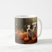 Jack Russell Puppy Herfst Delight Pompoen Koffiemok (Voorkant rechts)