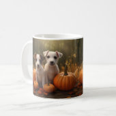 Jack Russell Puppy Herfst Delight Pompoen Koffiemok (Voorkant links)