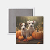 Jack Russell Puppy Herfst Delight Pompoen Magneet (Voorkant / Achterkant)