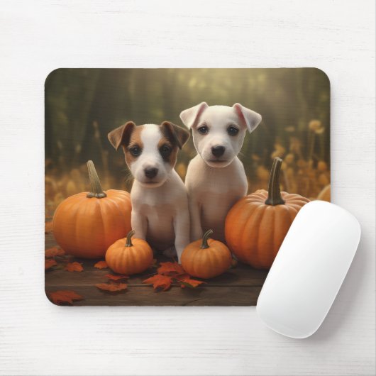 Jack Russell Puppy Herfst Delight Pompoen Muismat (Met muis)
