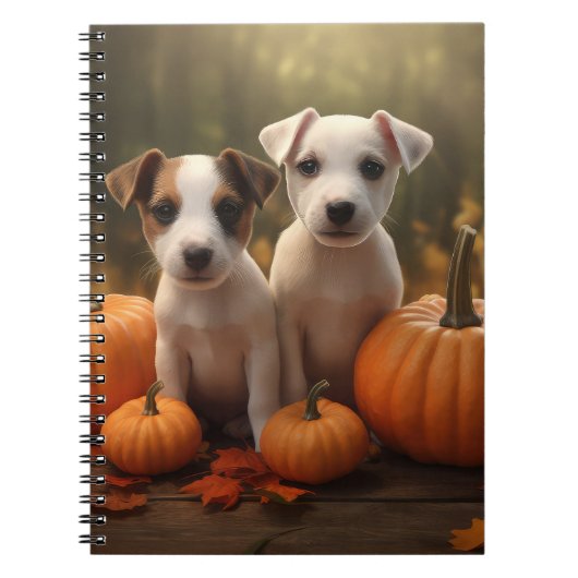 Jack Russell Puppy Herfst Delight Pompoen Notitieboek (Voorkant)