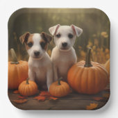 Jack Russell Puppy Herfst Delight Pompoen Papieren Bordje (Voorkant)