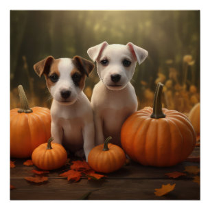 Jack Russell Puppy Herfst Delight Pompoen Perfect Poster