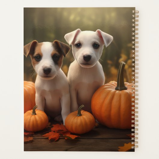 Jack Russell Puppy Herfst Delight Pompoen Planner (Achterkant)