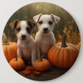 Jack Russell Puppy Herfst Delight Pompoen Ronde Button 6,0 Cm (Voorkant)