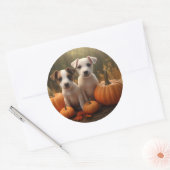 Jack Russell Puppy Herfst Delight Pompoen Ronde Sticker (Envelop)