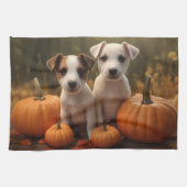Jack Russell Puppy Herfst Delight Pompoen Theedoek (Horizontaal)